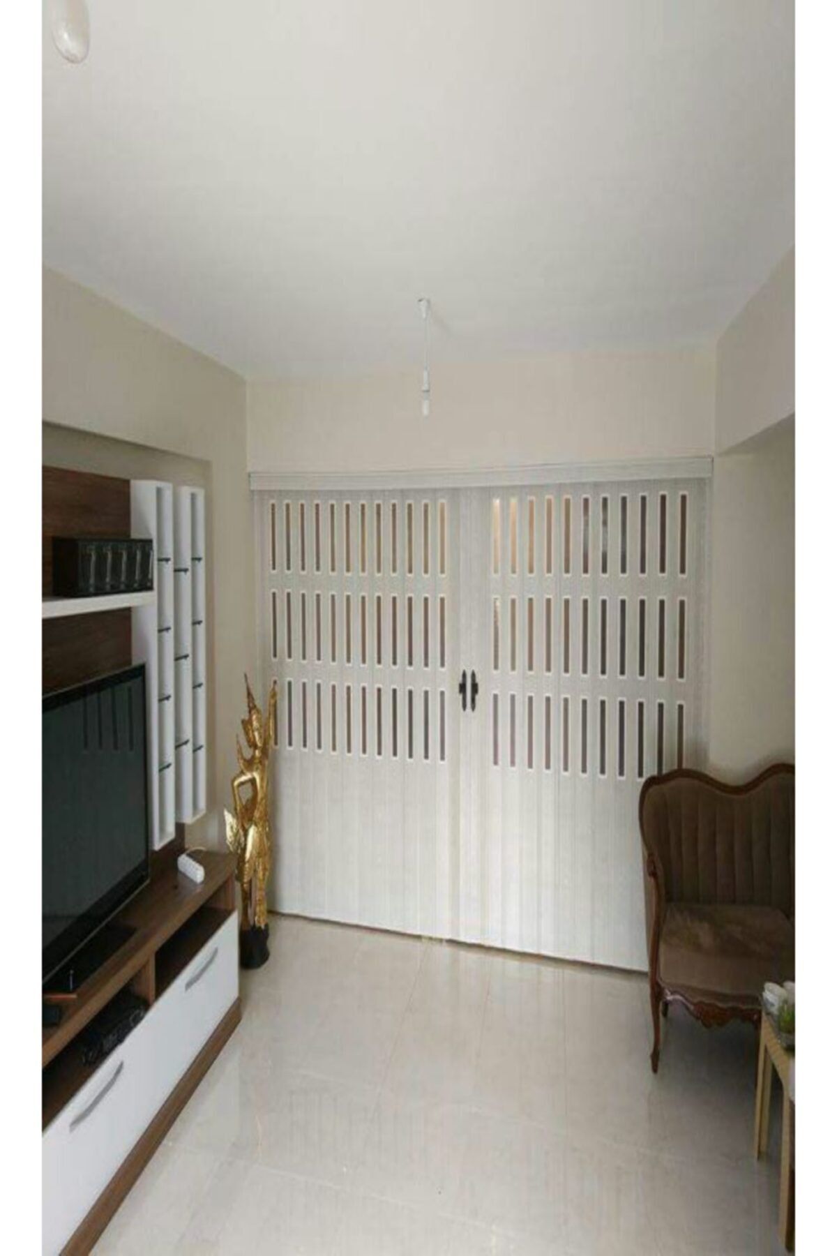 ERİKMANN Beyaz Camlı Akordiyon Çift Açılım Pvc Kapı 177 X 235 cm