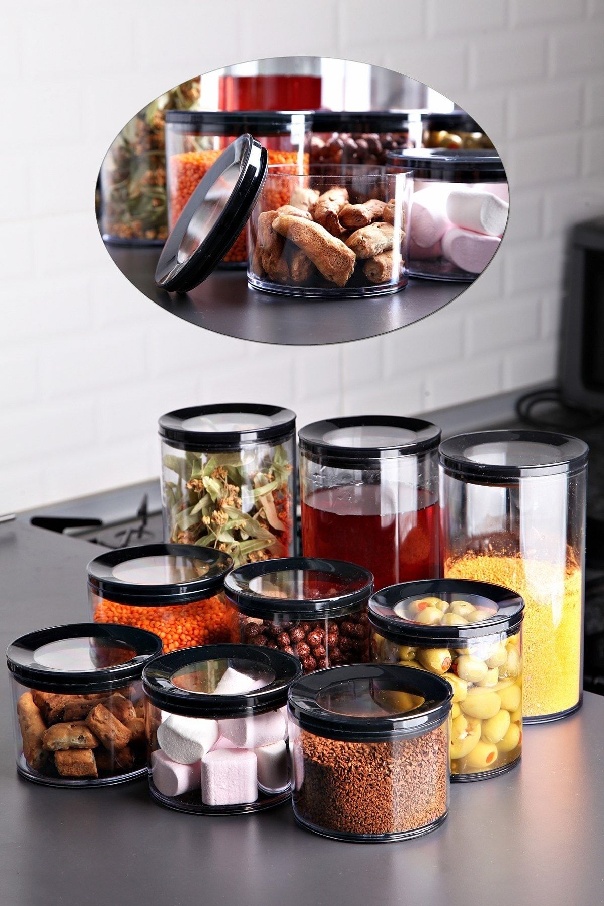 kitchen life 9 lu set vakumlu lux akrilik saklama kabi seti fiyati yorumlari trendyol