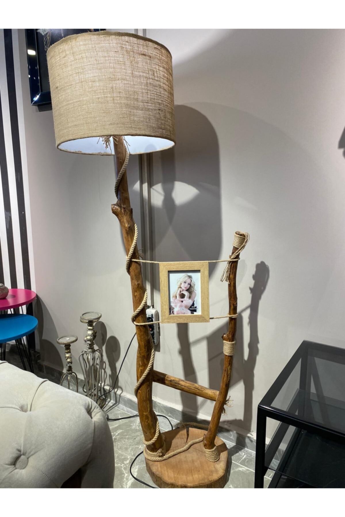 GÖKOĞLU AYDINLATMA Ahşap Çerçeveli Abajur