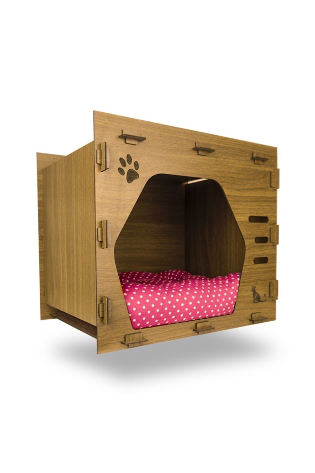 SHM Kedi Evi Yuvası Ahşap Kedi Evi Kulübesi Evcil Hayvan Kedi Yatağı Cat House Cat Bed