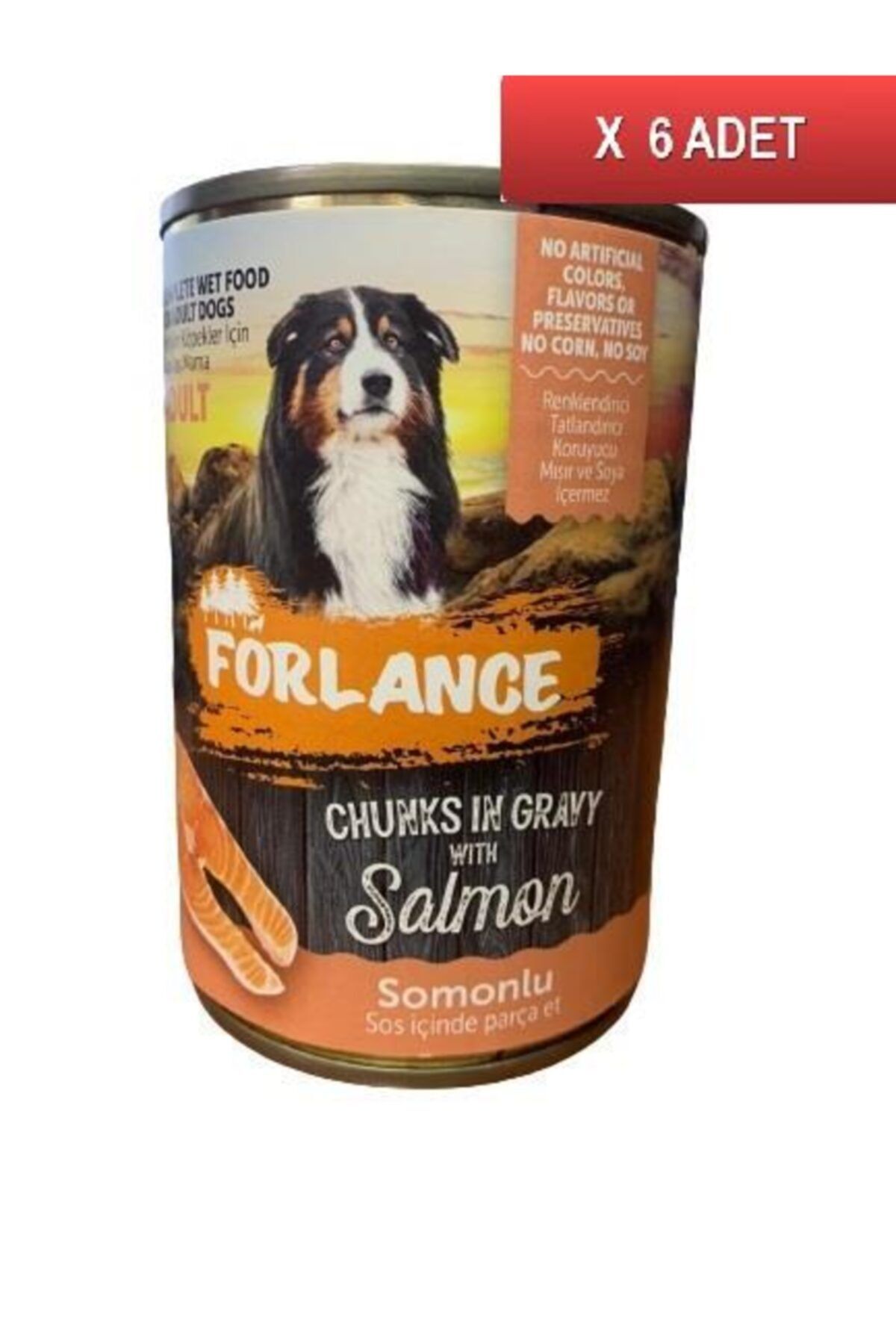 Forlance Somon Parça Etli Soslu Yetişkin Köpek Konserve Mama 400 Gr (6 Adet)