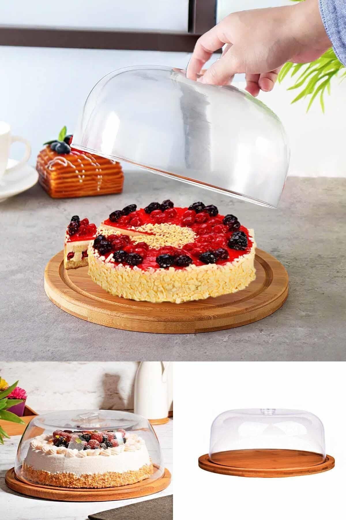 helen s home bambu standli akrilik kapakli kek ve pasta saklama ve tasima kabi kek fanusu fiyati yorumlari trendyol