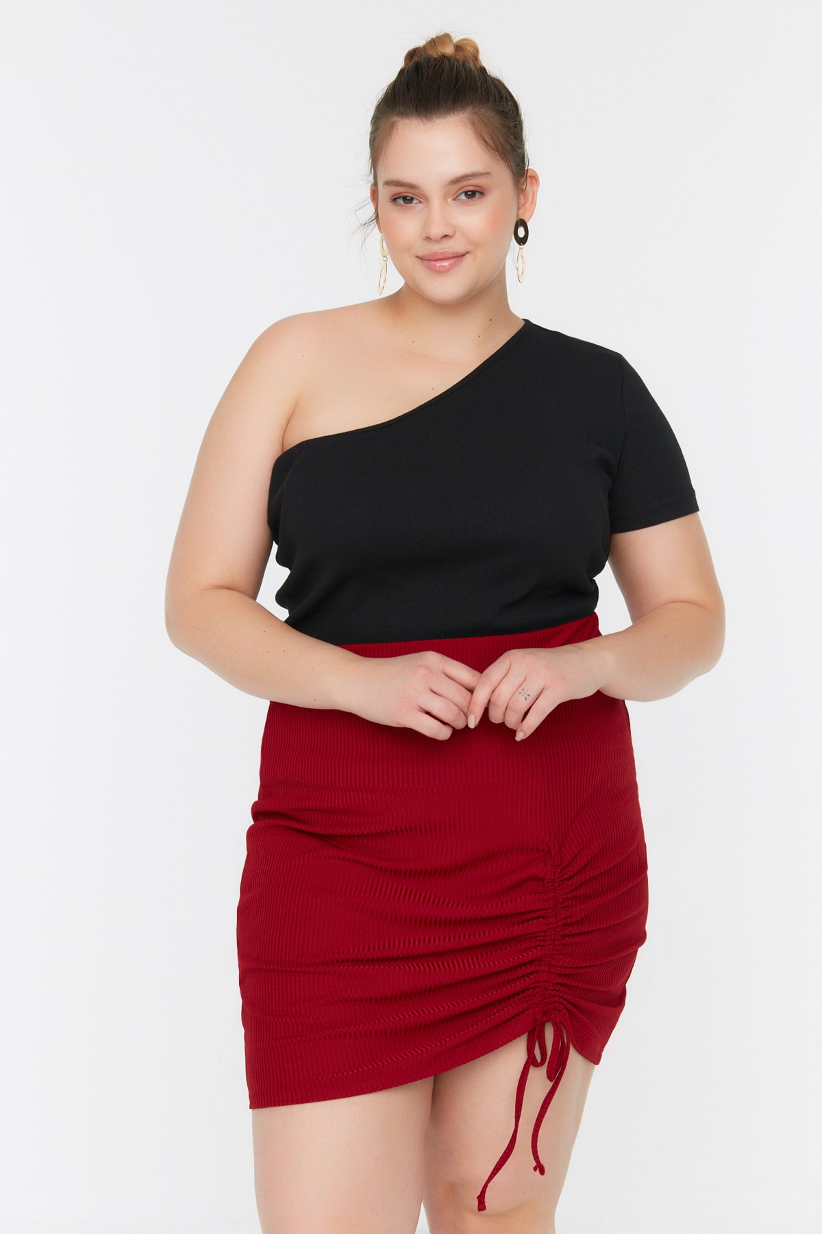 Trendyol Curve Plus Size Skirt - Red 