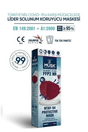 KF94 Kore Tipi FFP2 Maske Bordo Renk 10 Adet Image 0