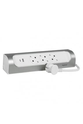 Premium Gümüş Renk 3'lü Köşe Prizi Usb Ve Typ-c (yüksek Kalite ) Image 0