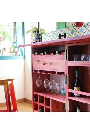 Ahşap Pembe Bar Dolabı Alkol Dolabı Içki Dolabı Çok Amaçlı Dolap Image 0