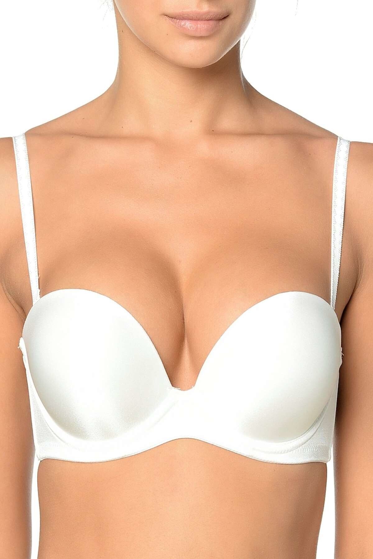 Orkide Kadın Ekru Full Push-Up 2 Beden Büyüten Sütyen Cindy