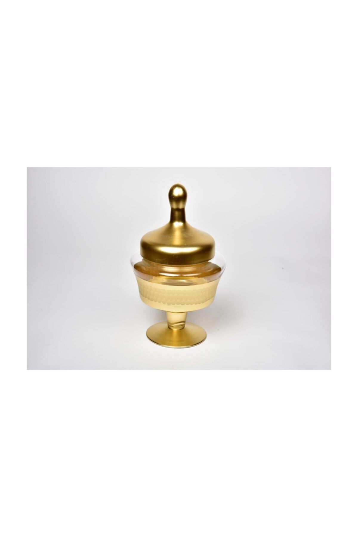 SETABIANCA Vetro Kesme Cam Şekerlik Gold 17*17*29cm
