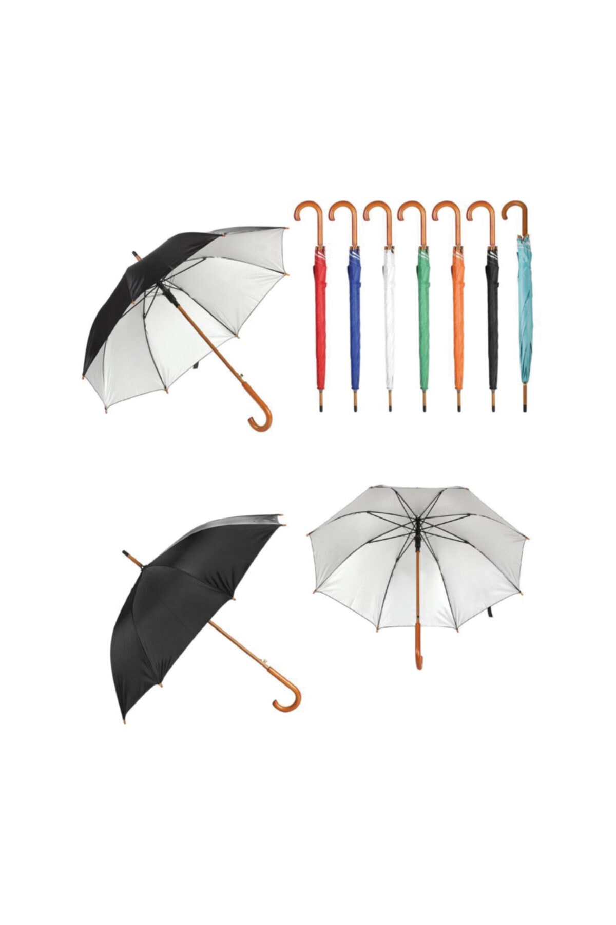 UTC Ahşap Saplı Fiber Glass Kırılmaz Şemsiye