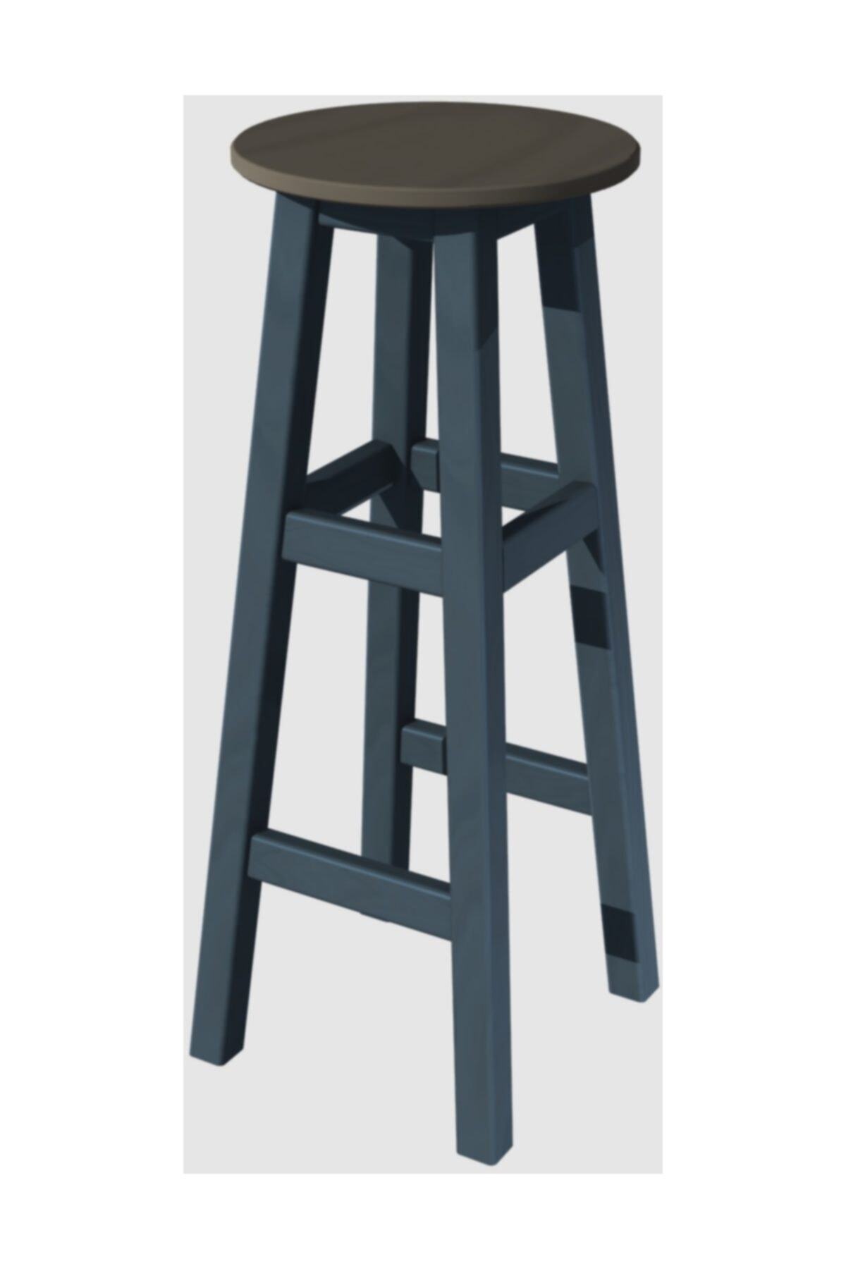 Arbre Bar Taburesi, Çelik Mavi Iskelet , 80cm Yükseklik / Antrasit Gri Tabla