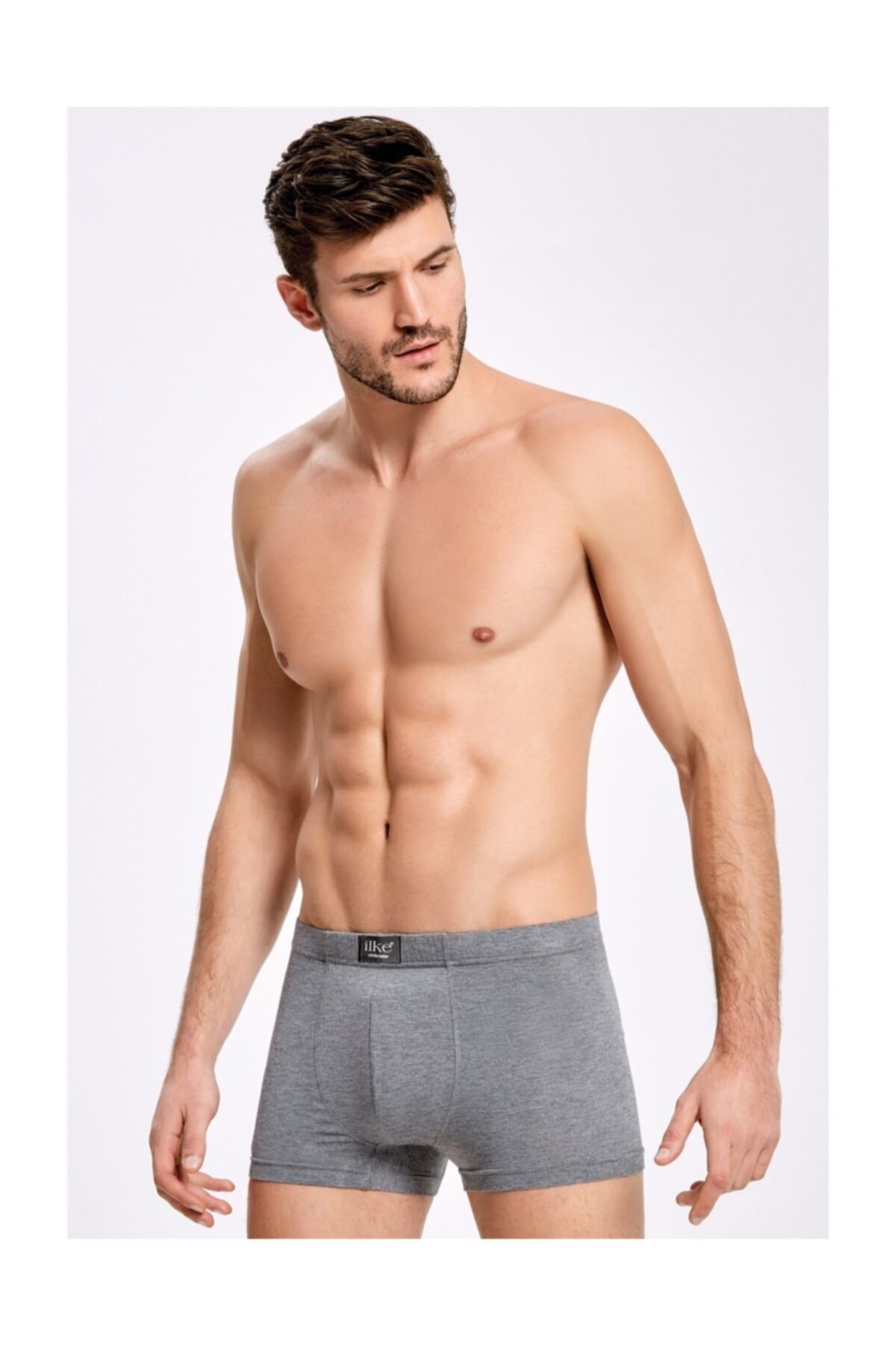 İlke Erkek 5'li Bambu Slim Fit Spor Kesim Boxer Antrasit Gri