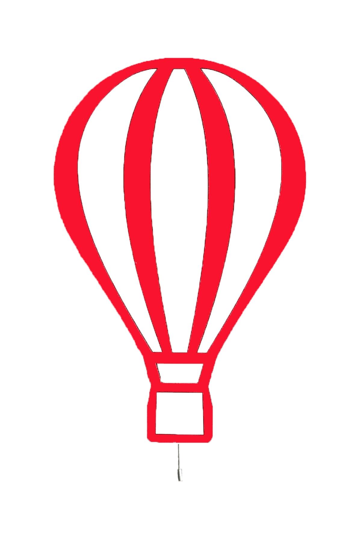 Tahtakurusu Tasarım Uçan Balon Dekoratif Ahşap Lamba Kırmızı