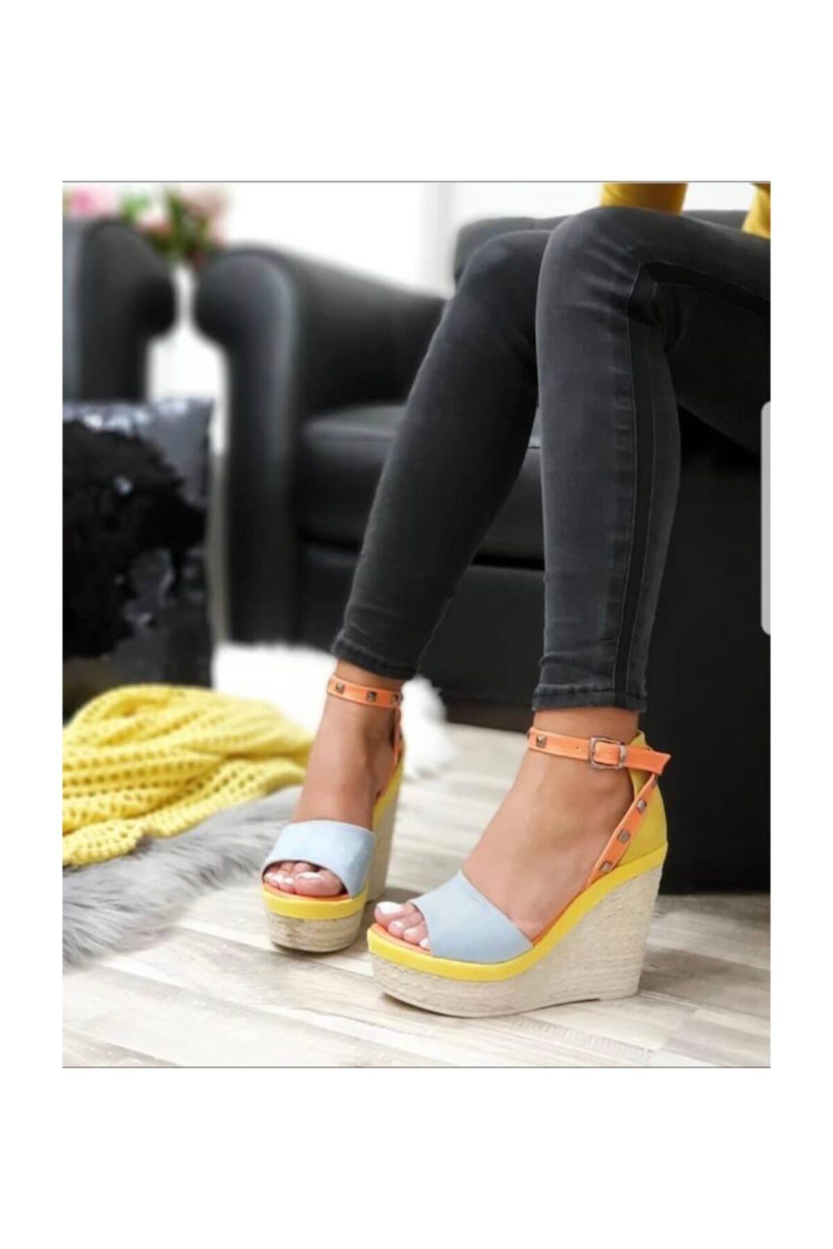 Shoe Miss Emma Bebe Mavi Dolgu Topuk