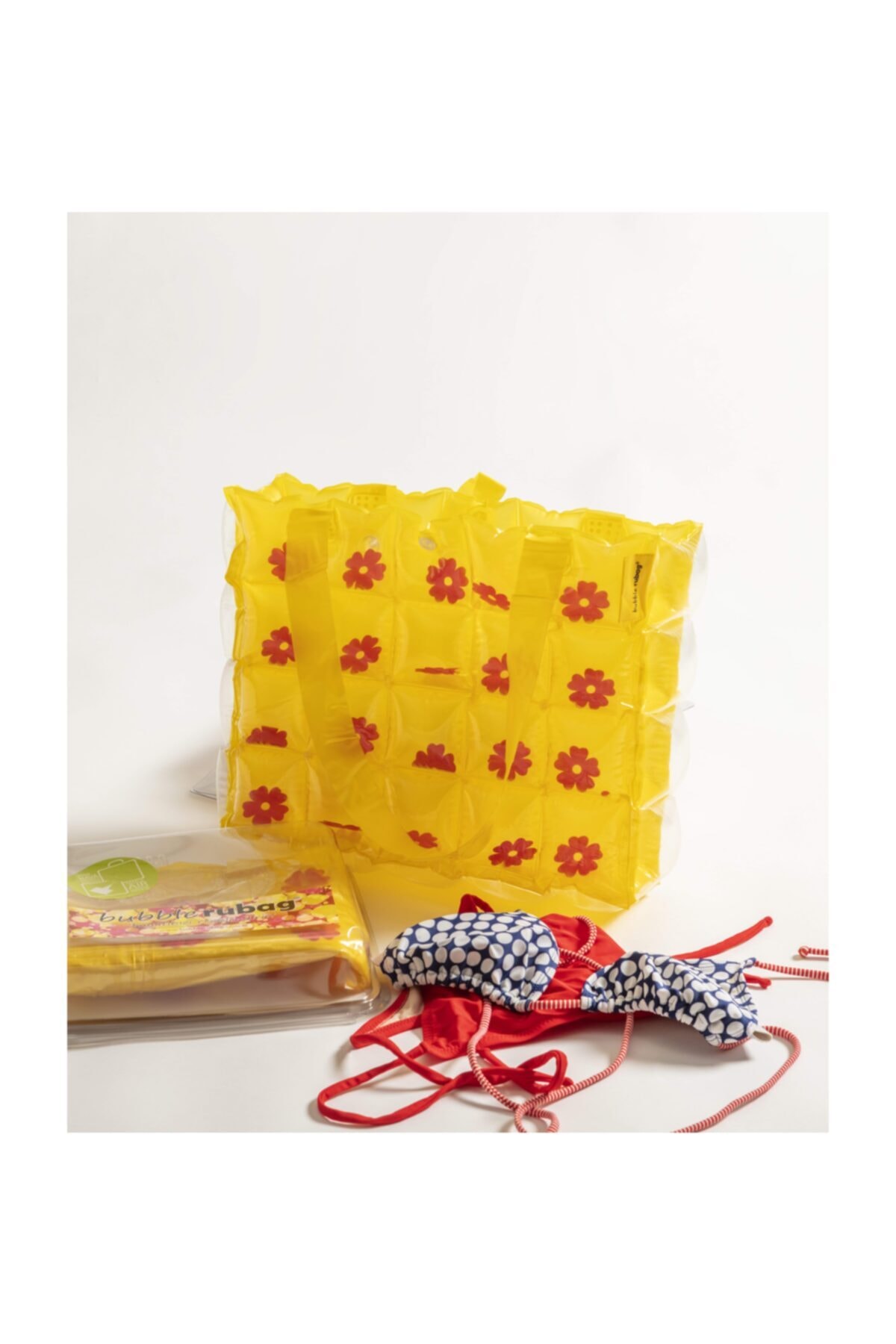 bubble rubag Sarı Çiçekli Şişme Omuz Çantası 5501610s