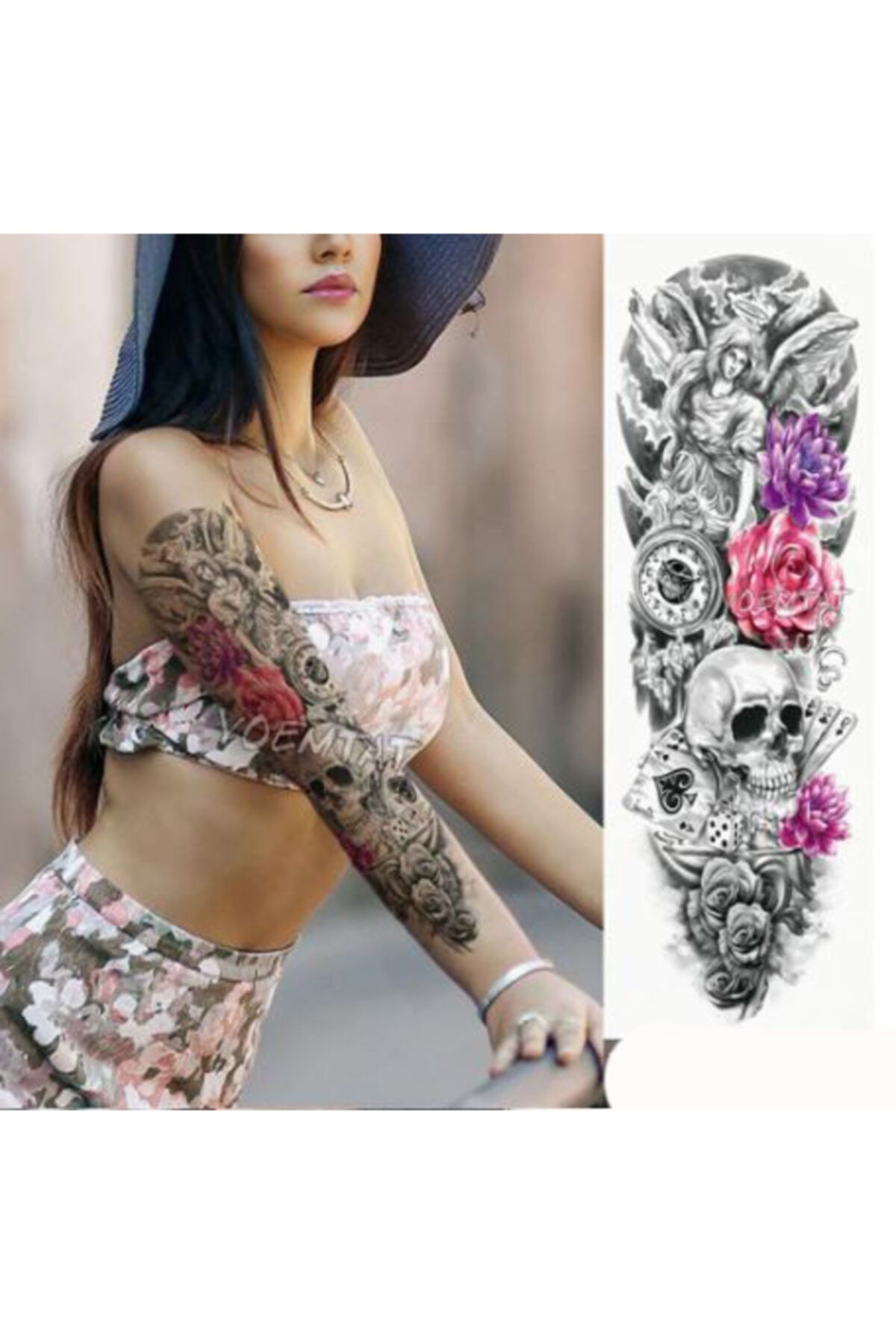 Bencebuolsun Sticker Dovme Gecici Dovme Tattoo Kol Kaplama Mor Gul Kirlangic Ve Eskitme Saat Fiyati Yorumlari Trendyol