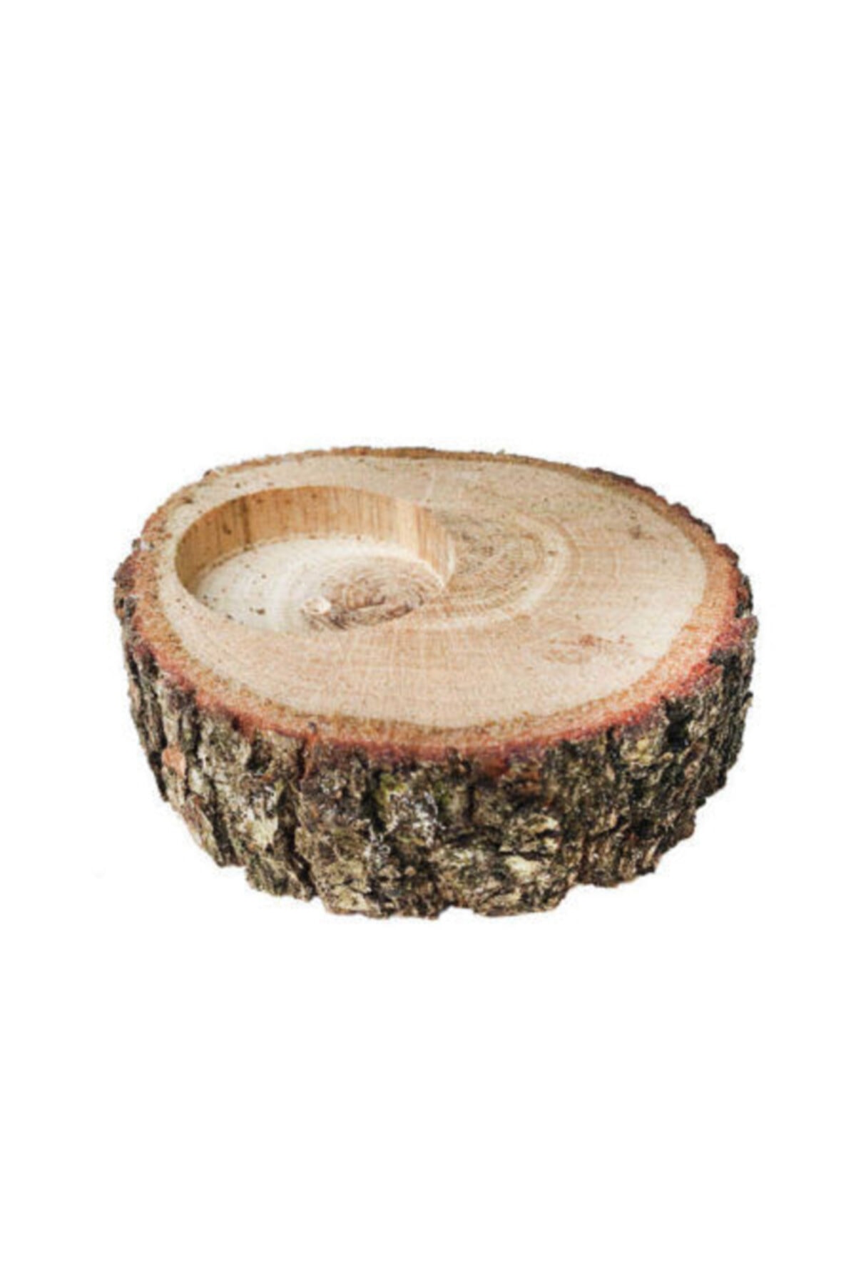 Çikolata Shop Ağaç Kütük Doğal Odun Tealight Mumluk Oval Küçük Yandan Delikli 100 Adet