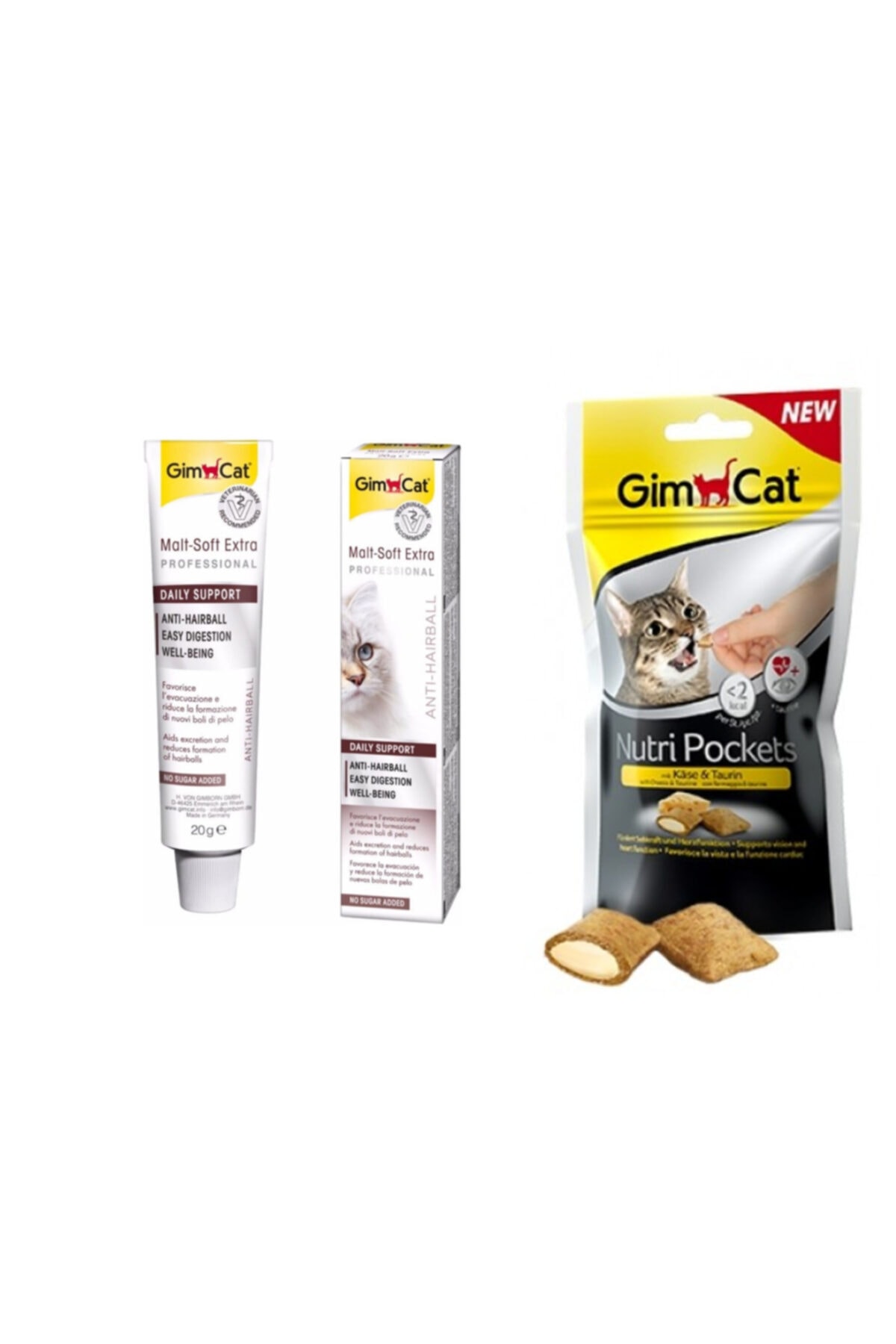 Gimcat Anti-hairball Malt Paste Kedi Macunu 20 g + Nutri Pockets Peynirli Kedi Ödülü 60 g