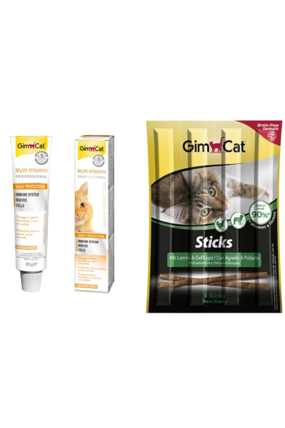 Gimcat Multi Vitamin 20 gr Paste Kedi Macunu + Sticks Kedi Ödülü 1 Paket 20 gr
