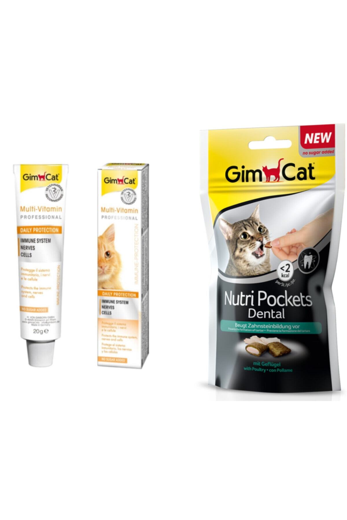 Gimcat Multi Vitamin 20 gr Paste Kedi Macunu + Nutri Pockets Dental Kedi Ödülü 1 Adet 60gr