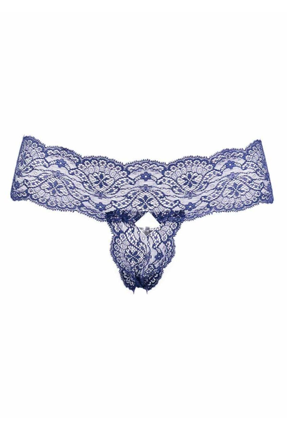 Papatya Taş Süslemeli Dantel Tanga 3478 | Lacivert Lacivert Standart