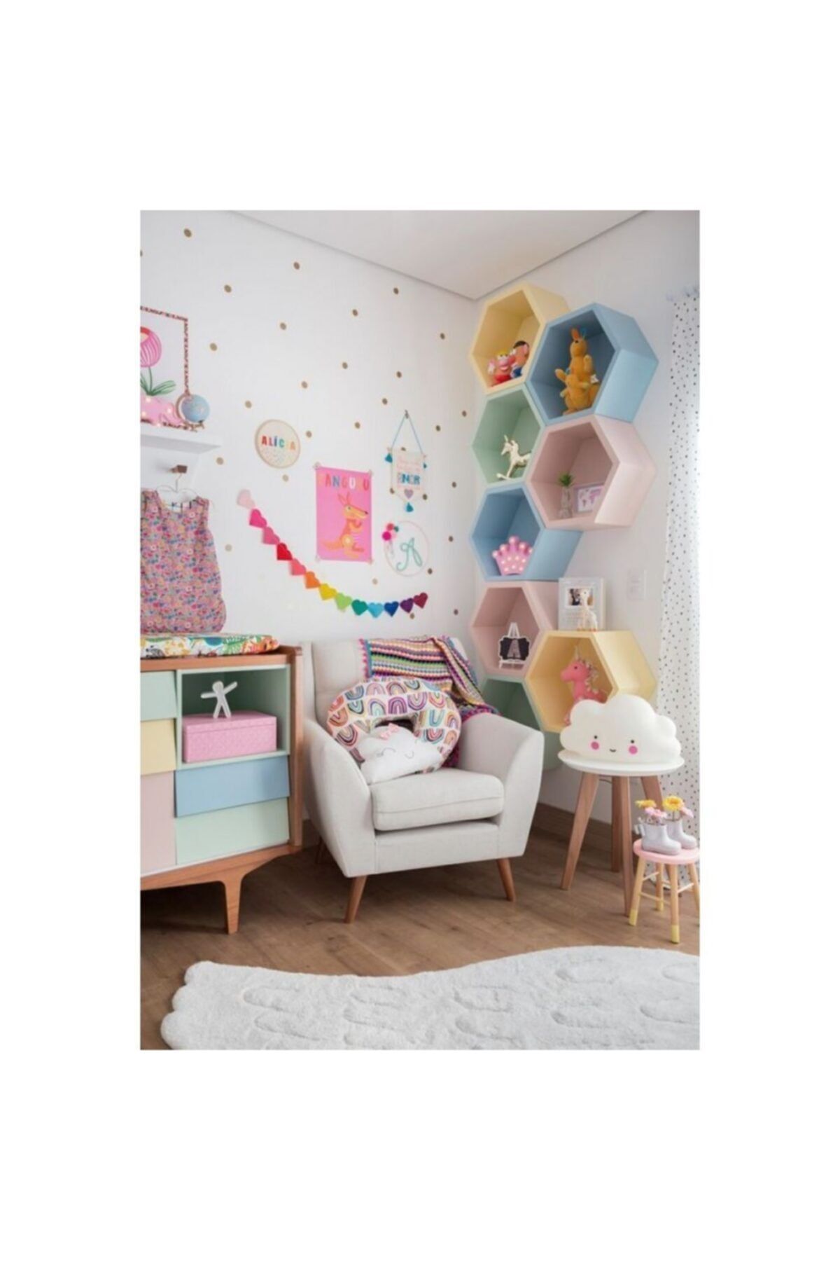 ZENNİ MOBİLYA Montessori  Dolu Petek  duvar Rafı