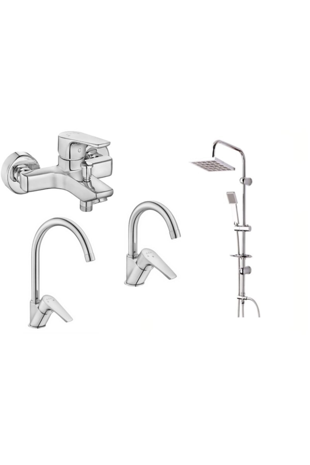 Eca Niobe Banyo + Kuğu Lavabo + Evye Bataryası + Modamix Moskow Tepe Duş Seti