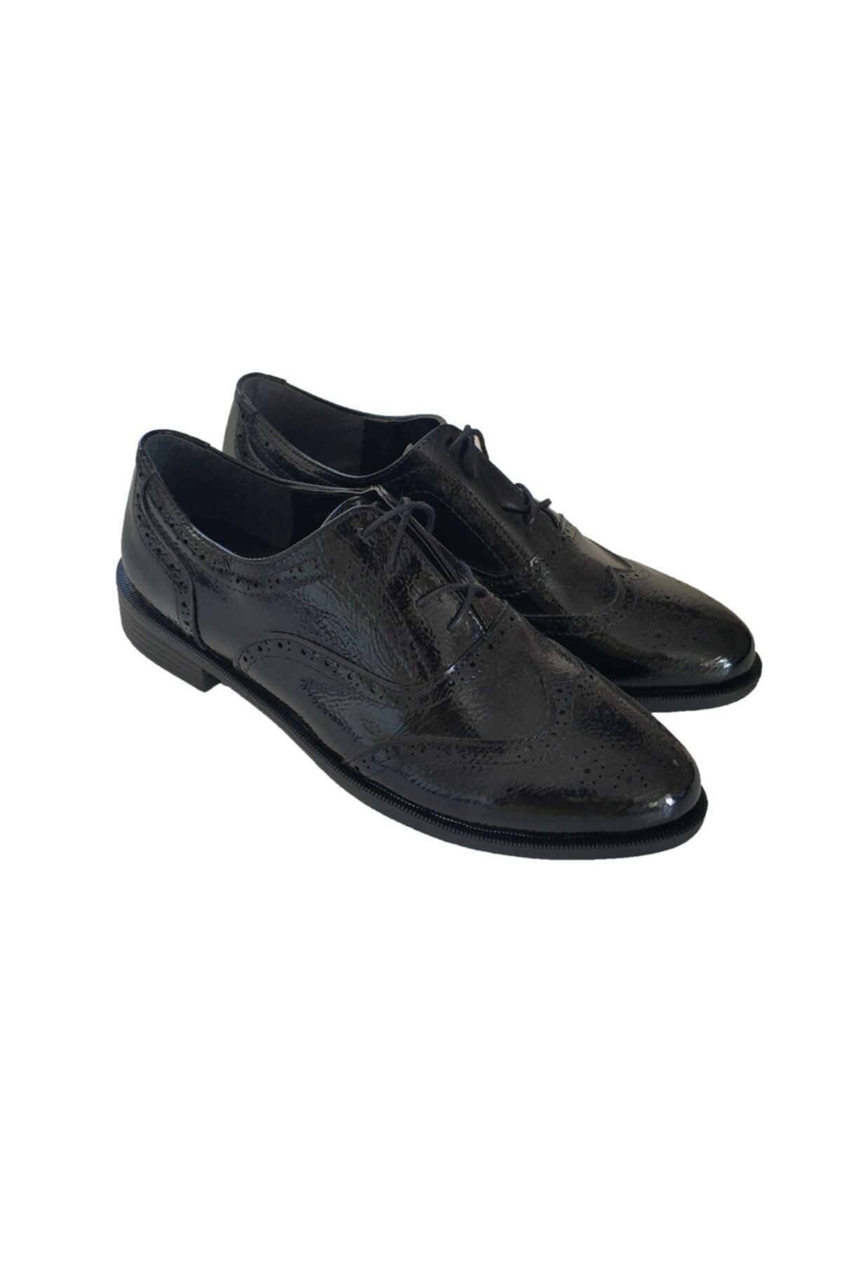 tuwoshoes Oxford Kırışık Rugan Model Kadın Ayakkabı