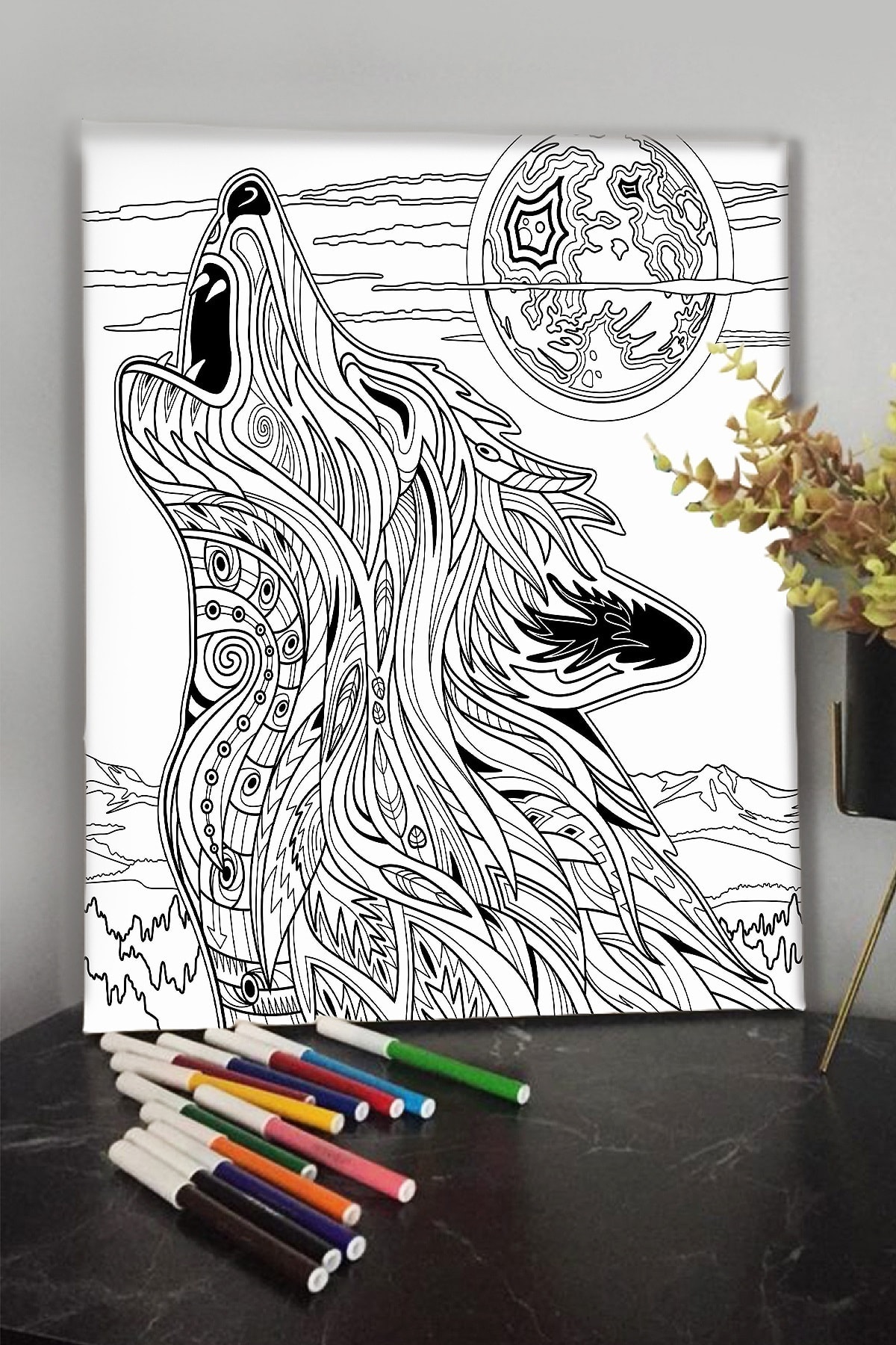 KanvasSepeti Kurt 40x30cm Çocuklar Için Özel Boyanabilir Tablo Tuval Mandala Kalem Hediyesi Yoktur.