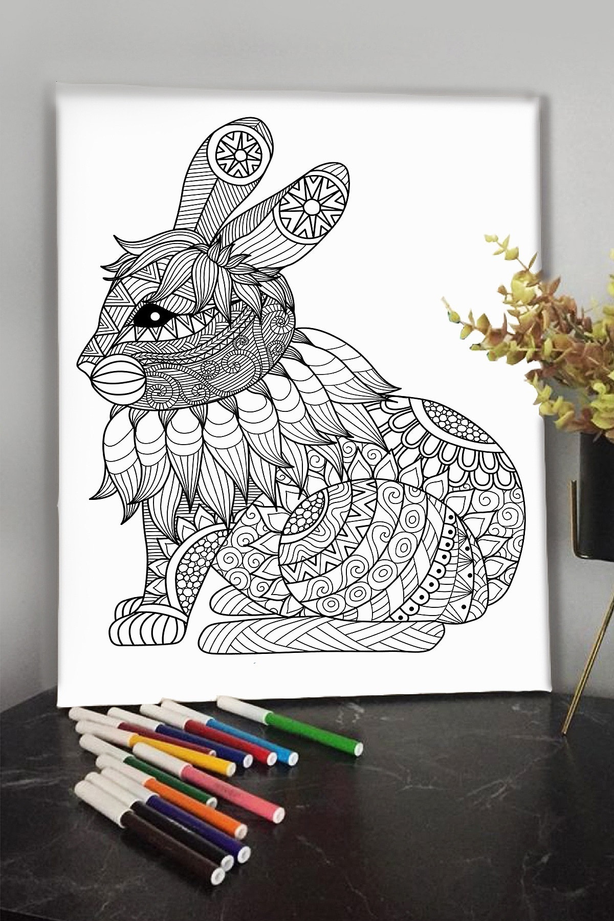 KanvasSepeti Tavşan 40x30cm Çocuklar Için Özel Boyanabilir Tablo Tuval Mandala Kalem Hediyesi Yoktur.