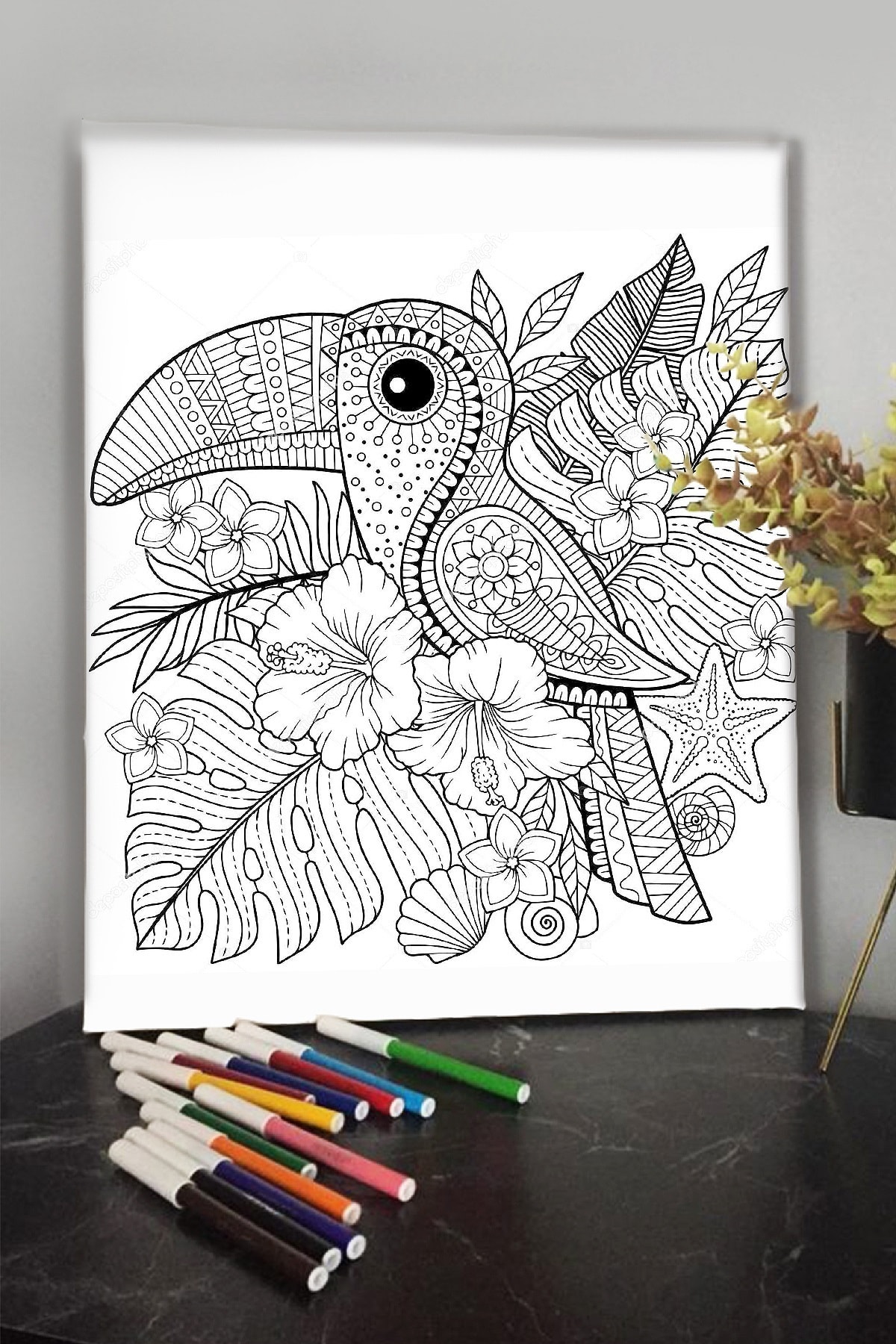 KanvasSepeti Kuş 40x30cm Çocuklar Için Özel Boyanabilir Tablo Tuval Mandala Kalem Hediyesi Yoktur.