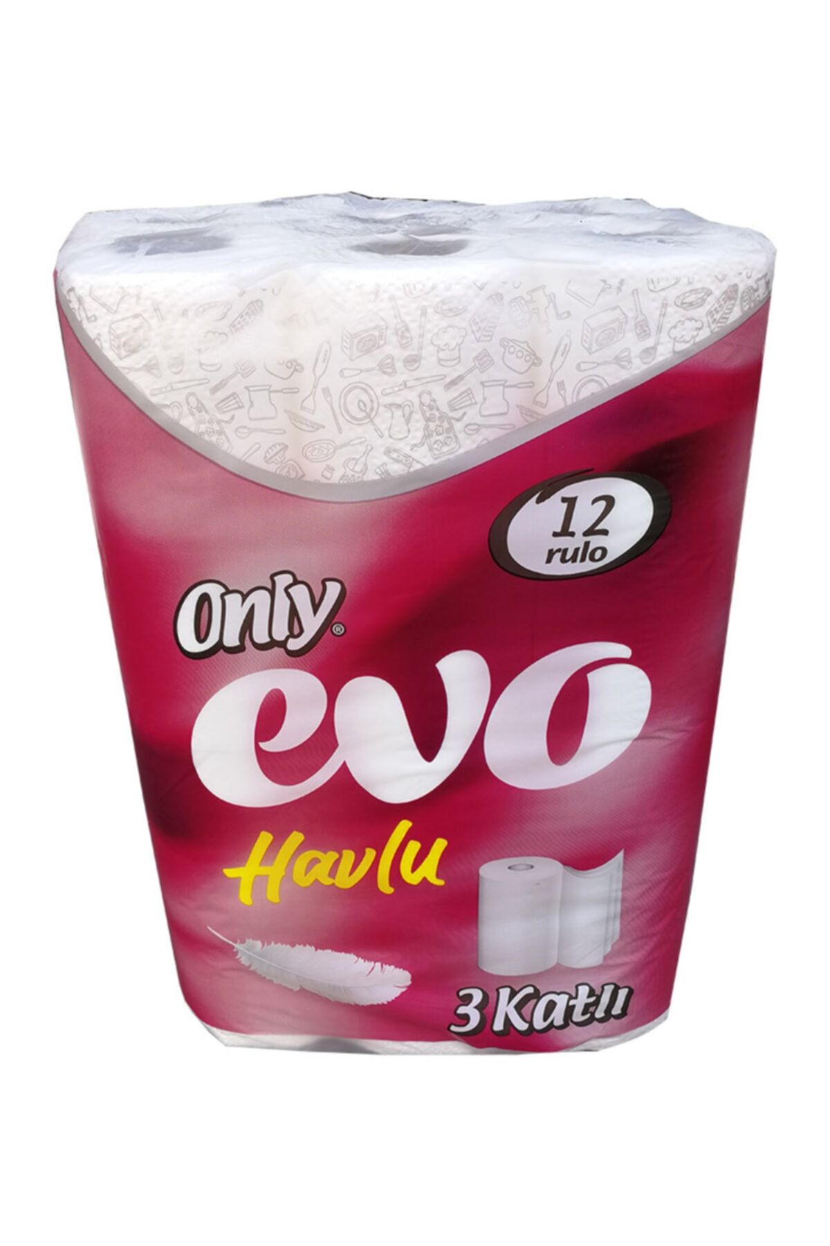 Only Evo Rulo Kağıt Havlu / Mutfak Havlusu / 3 Kat / 12'li Paket
