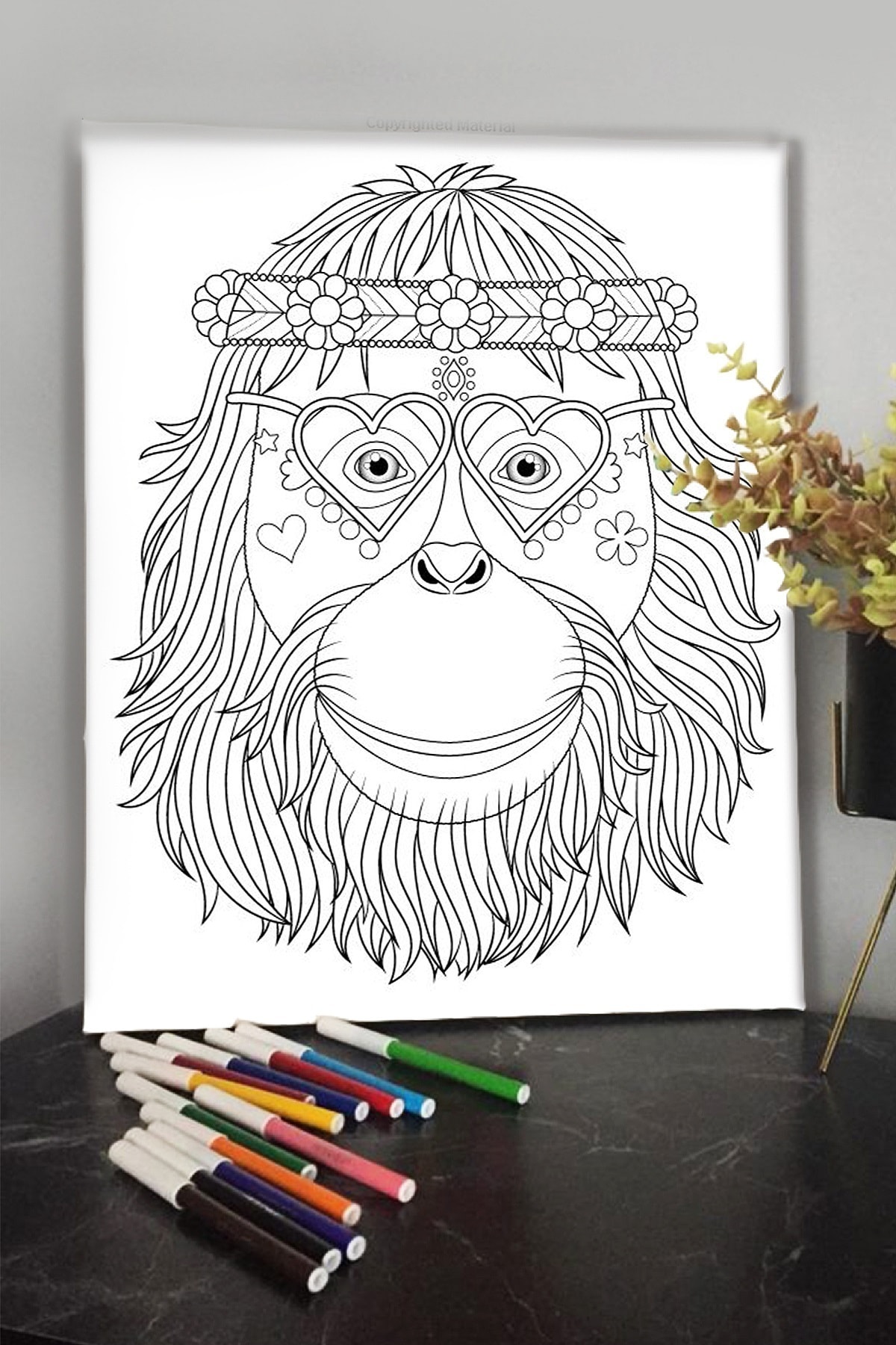 KanvasSepeti Maymun 40x30cm Çocuklar Için Özel Boyanabilir Tablo Mandala Tablo Kalem Hediyesi Yoktur.