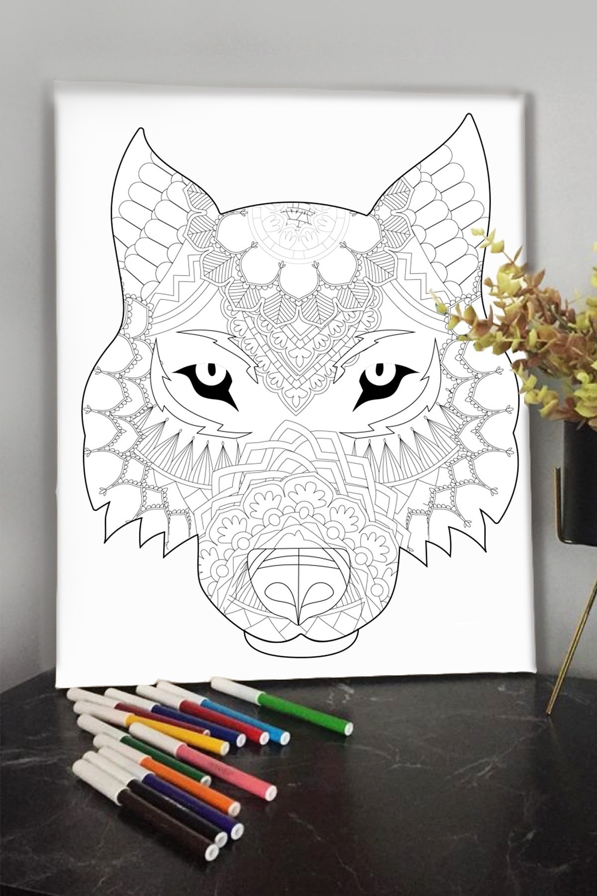 KanvasSepeti Aslan 40x30cm Çocuklar Için Özel Boyanabilir Tablo Tuval Mandala Kalem Hediyesi Yoktur.