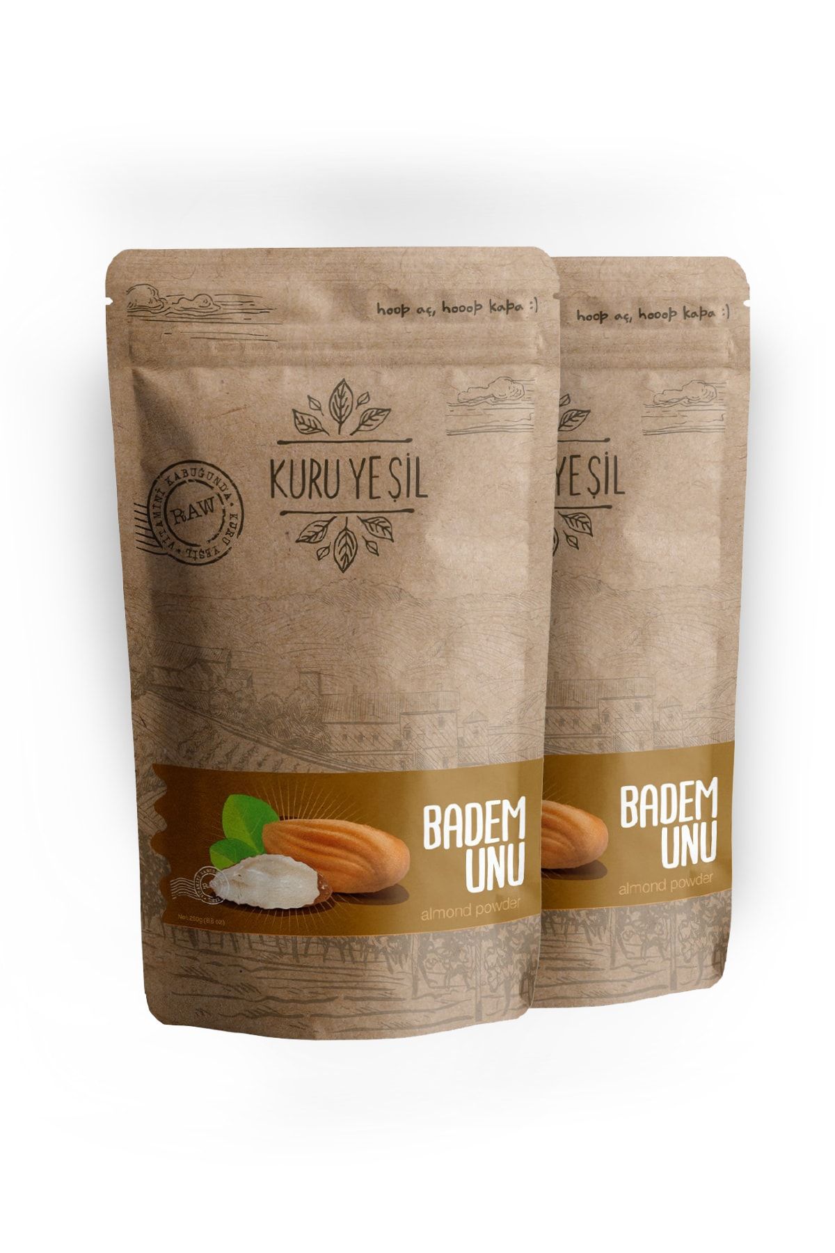 Kuru Yeşil Zaten Alıyorum Paketi - Organik Yerli Badem Unu 2'li Paket 500 gr