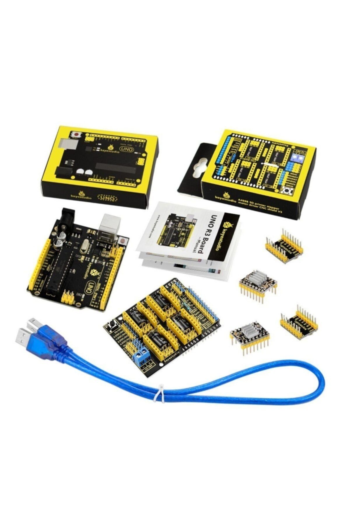 Keyestudio Arduino Cnc Kit (cnc Shield V3.0 + Uno R3 Uyumlu)