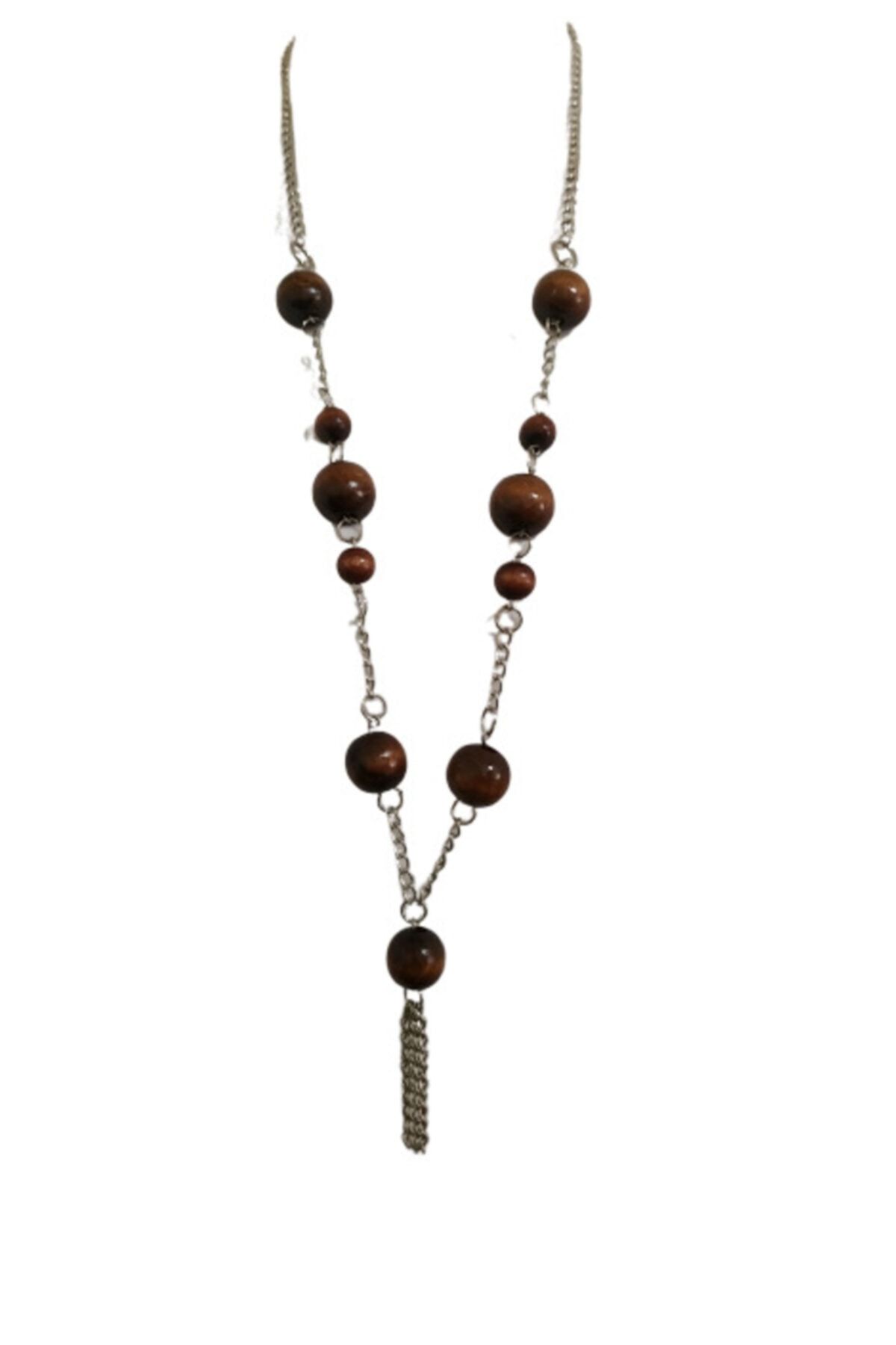 Selin Wooden Necklace with Chain brown Trendyol