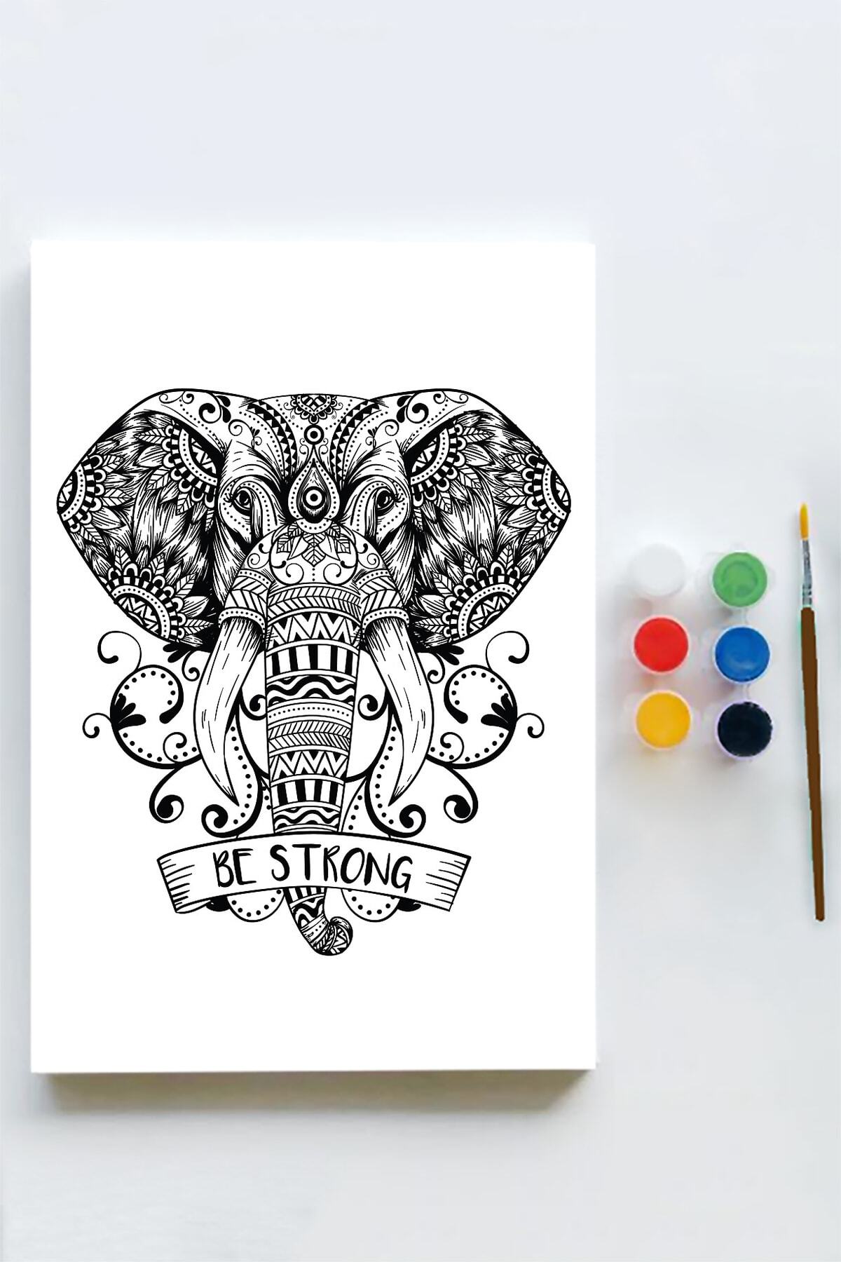 Postermanya Fil Mandala Tuval Kanvas Tablo Boyama Hobi Seti