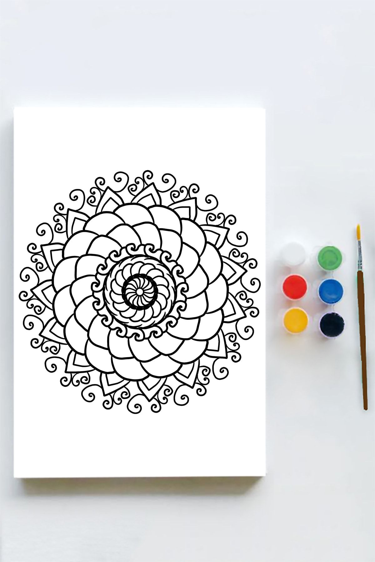 Postermanya Mandala Tuval Kanvas Tablo Boyama Hobi Seti 11 (60x90cm) (büyük Boy)