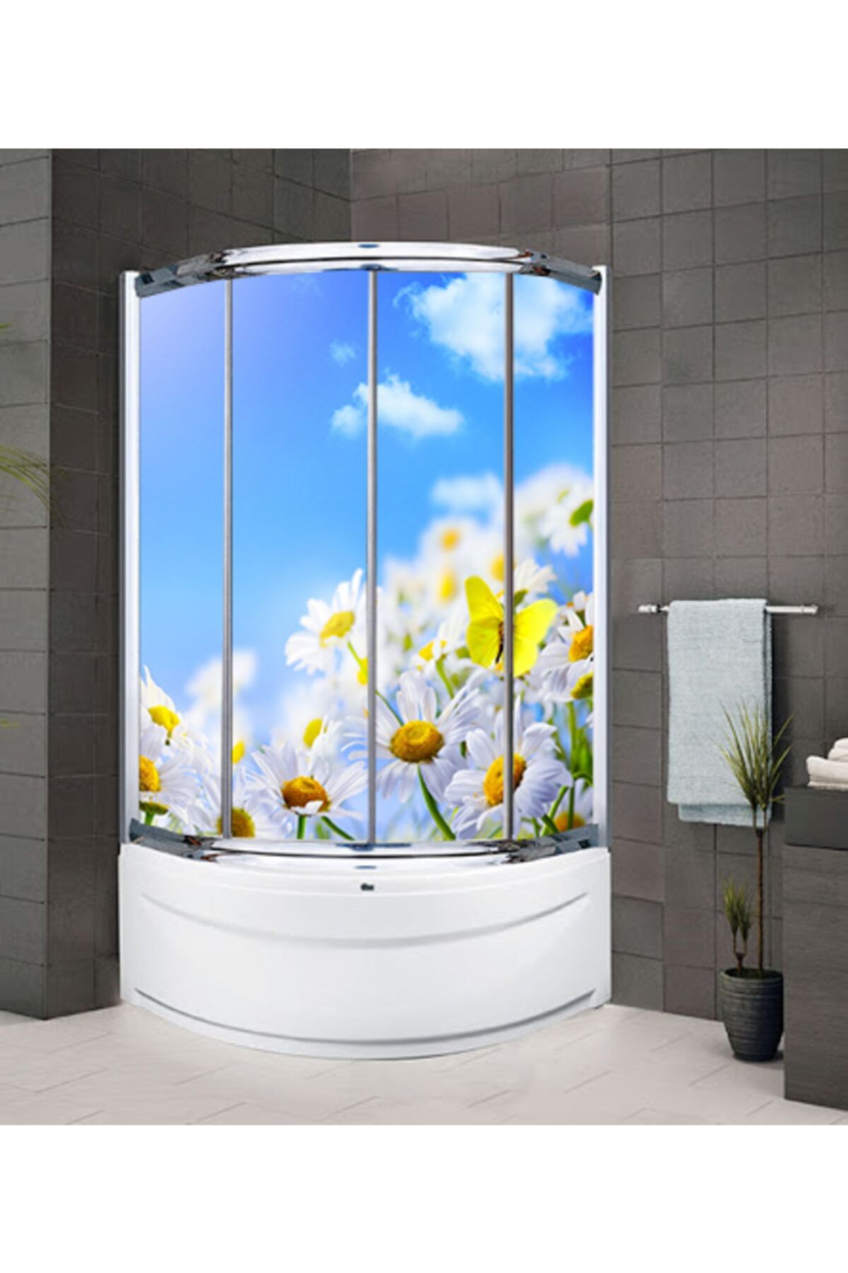 Cici Wallpaper Cicievim 3 Boyutlu Duş Kabin Folyo Kaplama 200x200cm Ebatlı Kendinden Yapışkanlı Dus-0911