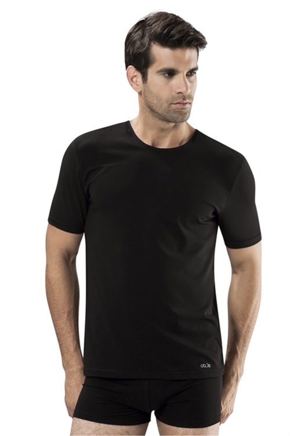 OBJE Siyah Sıfır Yaka Yarım Kollu Fanila