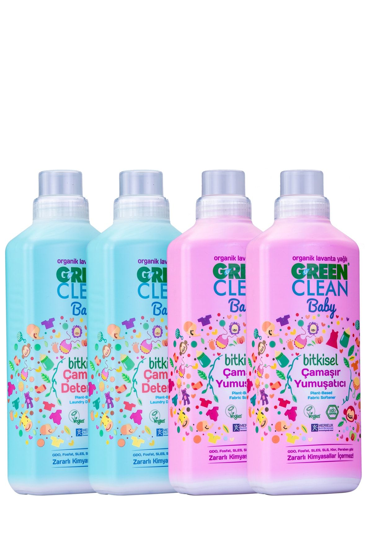Green Clean Baby Çamaşır Deterjanı 1 lt. + Çamaşır Deterjanı 1 lt Yumuşatıcı 1 lt. Yumuaşatıcı