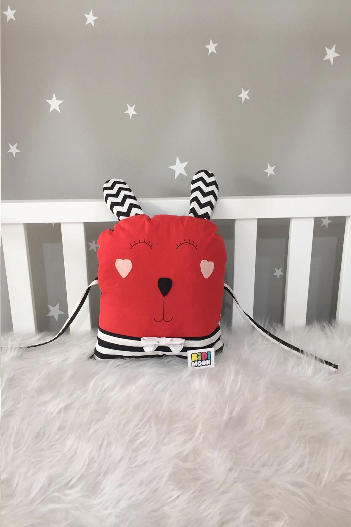 Jaju Baby Kidimoon Kırmızı Tavşan Beşik Koruma Dekor Yastık