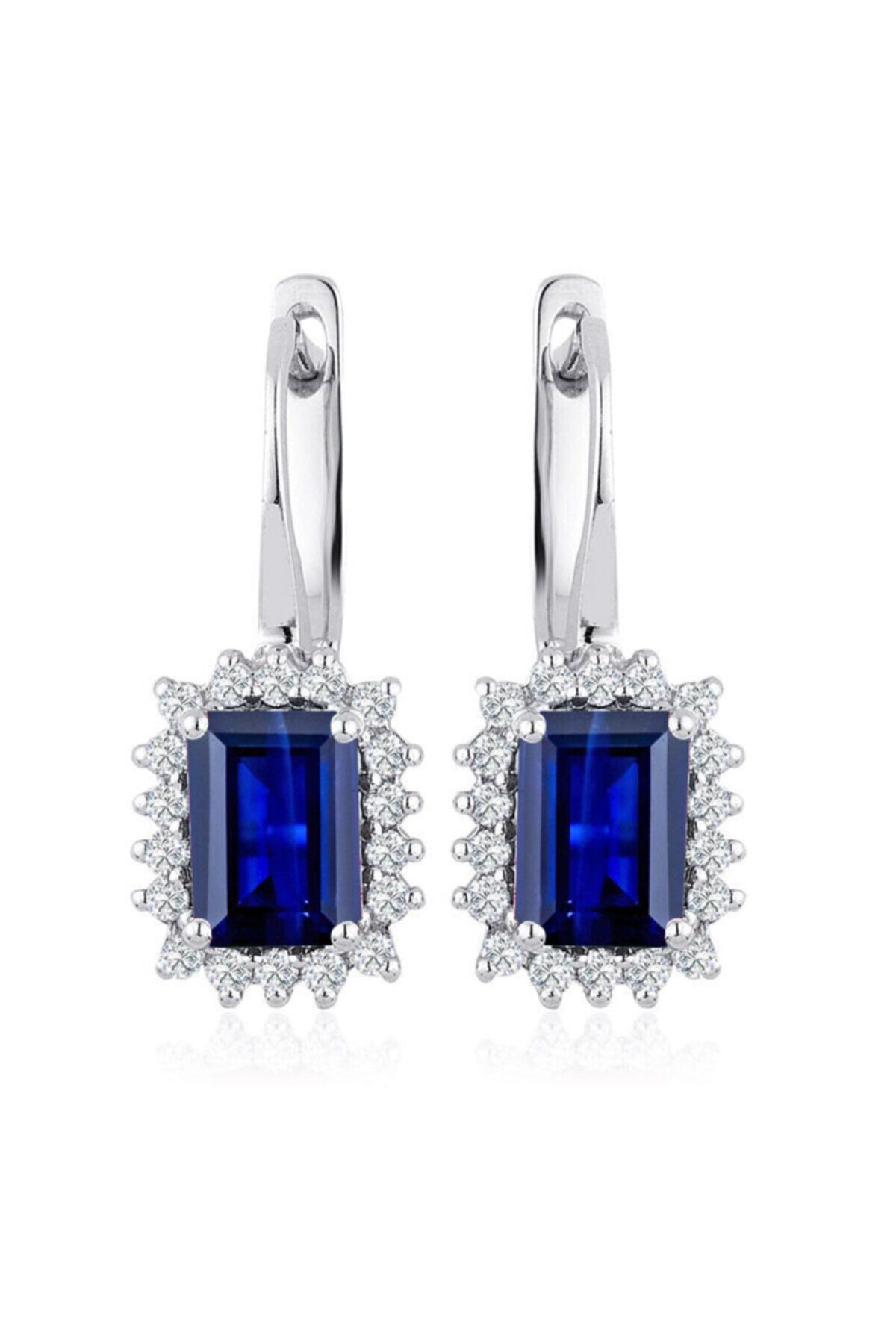 Sembol Gold Pırlanta Safir Küpe 3,30 ct