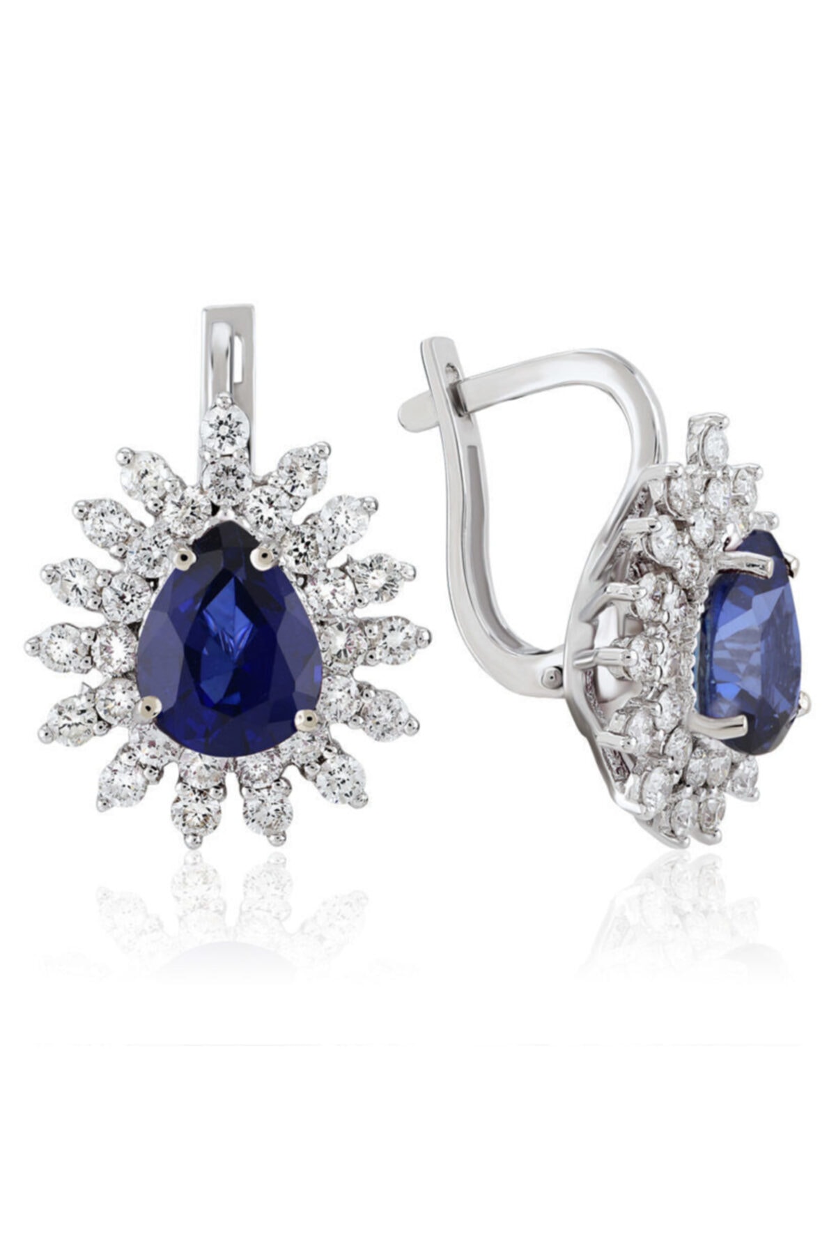 Sembol Gold 4.29 ct Pırlanta Safir Küpe