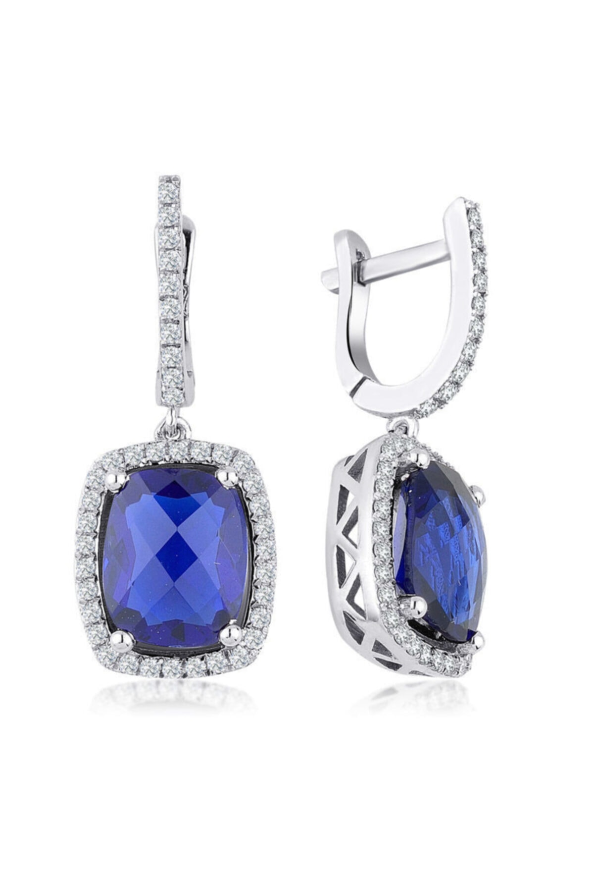 Sembol Gold 4.23 ct Pırlanta Safir Küpe