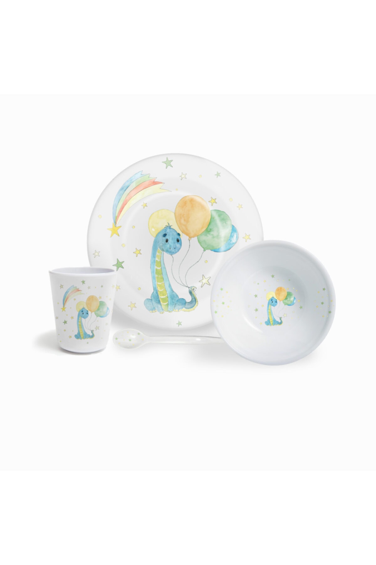 FernCo Kids Melamin Cool Dino 4 Parça Yemek Seti