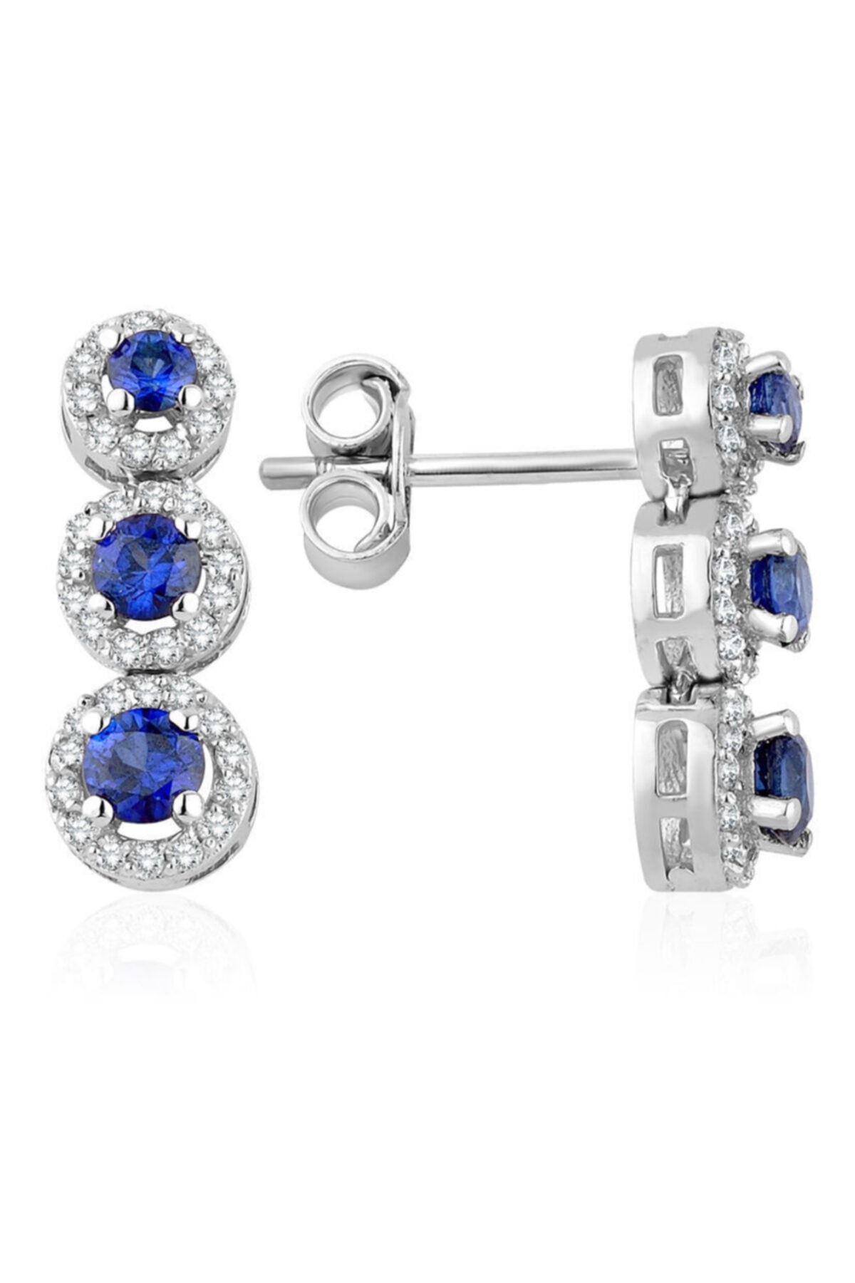 Sembol Gold Kadın 1.00 ct Pırlanta Safir Küpe