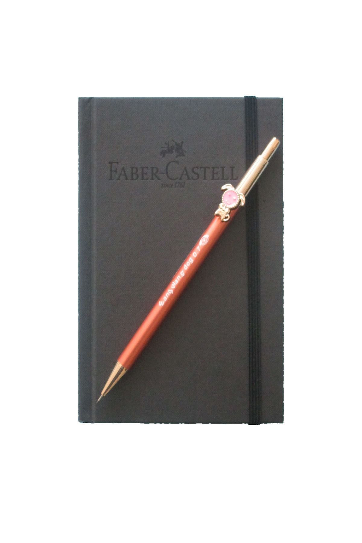 Faber Castell A6 Bambu Kömür Gri Lastikli Ajanda Kareli Ve Mekanik Kalem 0.7