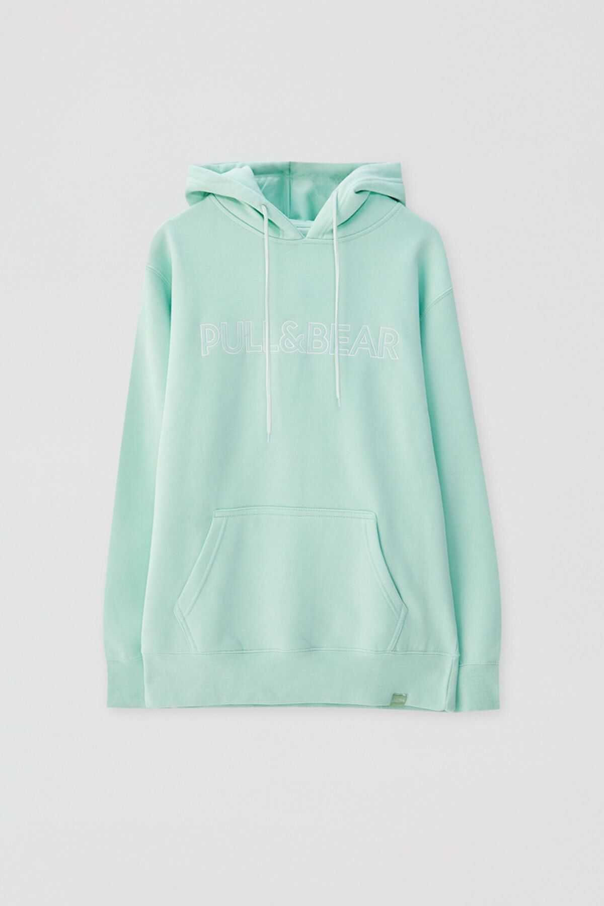 pull bear erkek su yesili kontrast logo islemeli kapusonlu sweatshirt 05597900 fiyati yorumlari trendyol