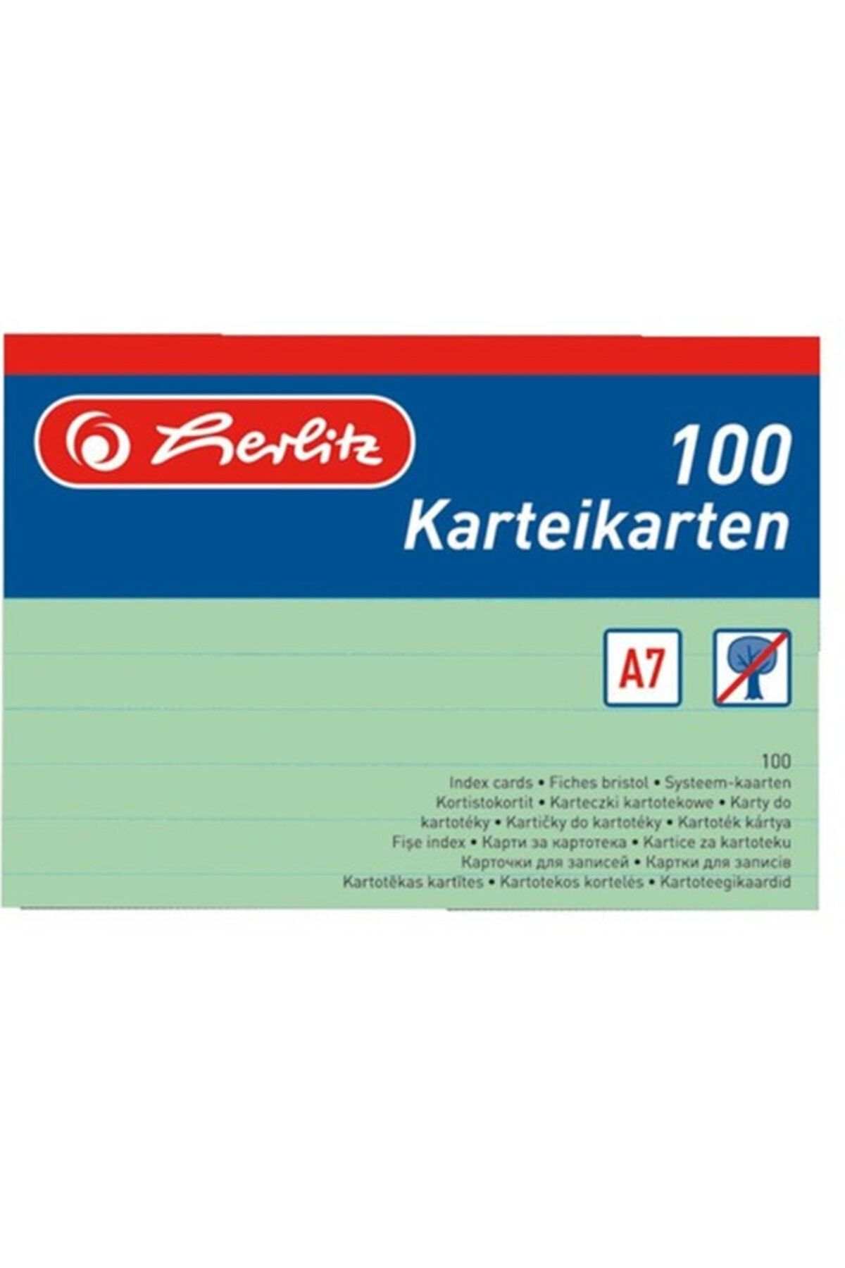 Herlitz Kartotek Çizgili Yeşil Not Kağıdı A7 100 Adet 1150754